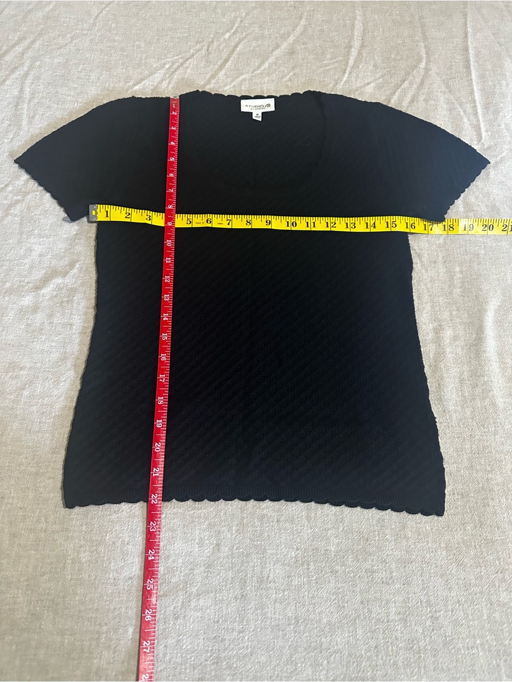 Black open-Weave Crochet Knit Short-Sleeve Sweater - M - Picture 5 of 5